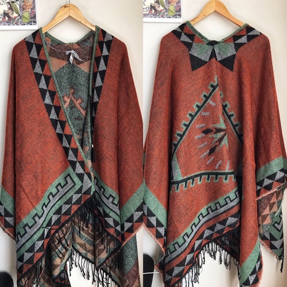 Andrew Marc Accessories - Marc New York Southwest Boho Fringe Poncho Wrap